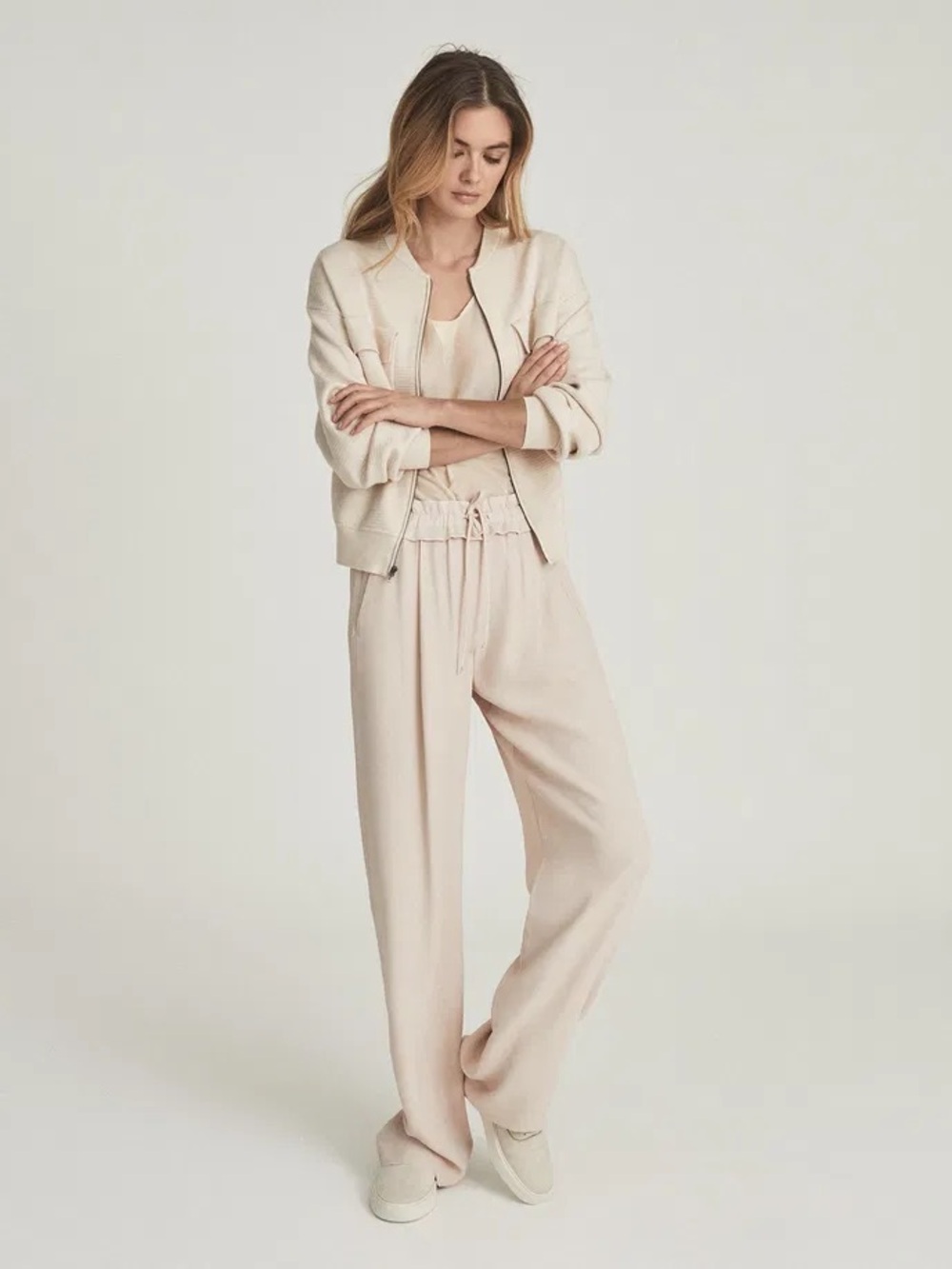 REISS Raya Wide Leg Trousers light Pink Size 10